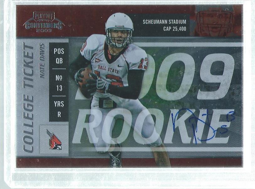 NATE DAVIS 2009 CONTENDERS COLLEGE TICKET ON CARD AUTO RC SSP #26