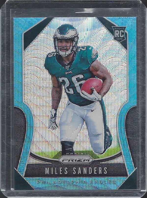 MILES SANDERS 2019 PANINI PRIZM BLUE WAVE ROOKIE PRIZMS RC #D 141/199