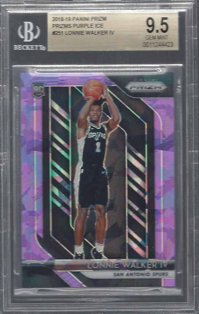 LONNIE WALKER IV 2018-19 PANINI PRIZM PURPLE ICE PRIZMS RC #D /149 BGS 9.5 POP 4