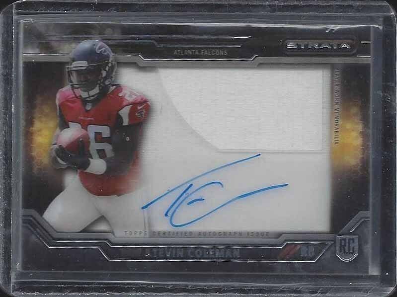 TEVIN COLEMAN 2015 TOPPS STRATA CLEAR CUT JUMBO JERSEY ON CARD ROOKIE AUTO RC