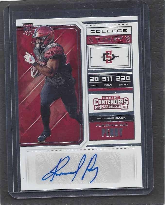 RASHAAD PENNY 2018 CONTENDERS DRAFT PICKS SSP VARIATION RARE ROOKIE AUTO RC #140
