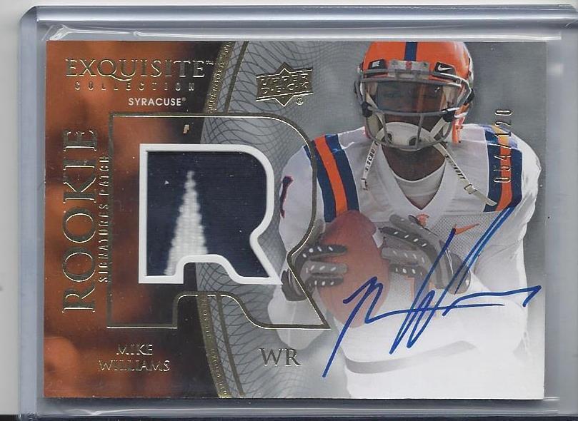 MIKE WILLIAMS 2010 UD EXQUISITE RPA SYRACUSE 2 COLOR PATCH ON CARD AUTO RC /120
