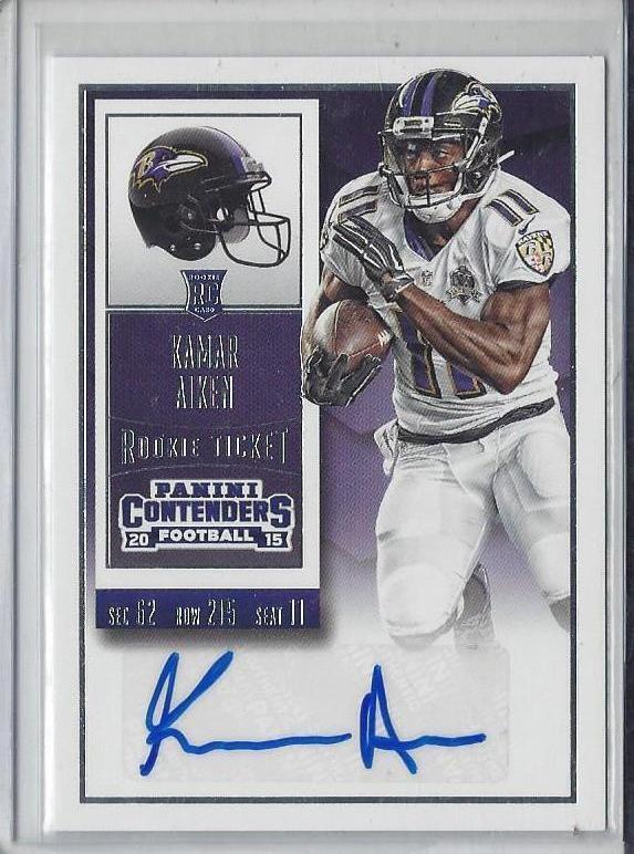 KAMAR AIKEN 2015 PANINI CONTENDERS ROOKIE TICKET RAVENS AUTO RC #287
