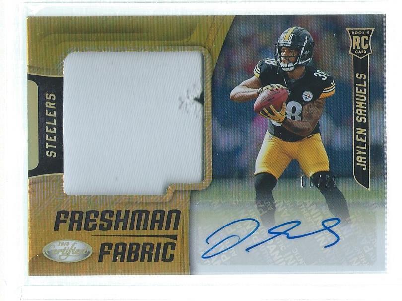 JAYLEN SAMUELS 2018 PANINI CERTIFIED 2 COLOR PATCH AUTO GOLD RPA RC #D 6/25