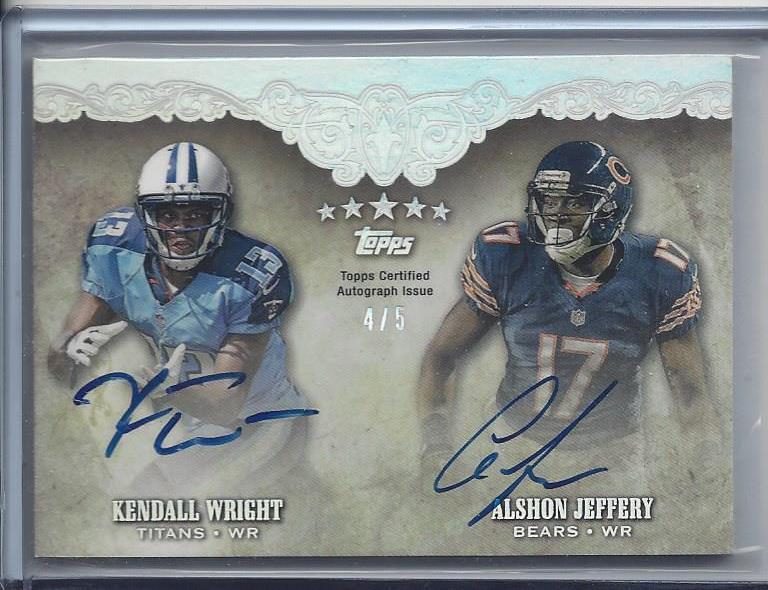 ALSHON JEFFERY KENDALL WRIGHT 2012 TOPPS 5 FIVE STAR HOLOFOIL AUTO RC #D 4/5