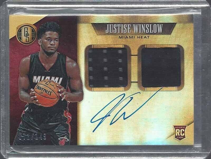 JUSTISE WINSLOW 2015-16 GOLD STANDARD DUAL ROOKIE JERSEY ON CARD AUTO RC #D /149