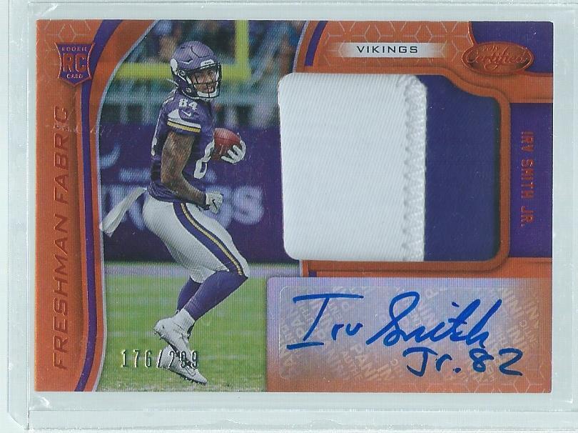 IRV SMITH JR. 2019 CERTIFIED FRESHMAN 2 COLOR PATCH AUTO ORANGE RC #D 176/299