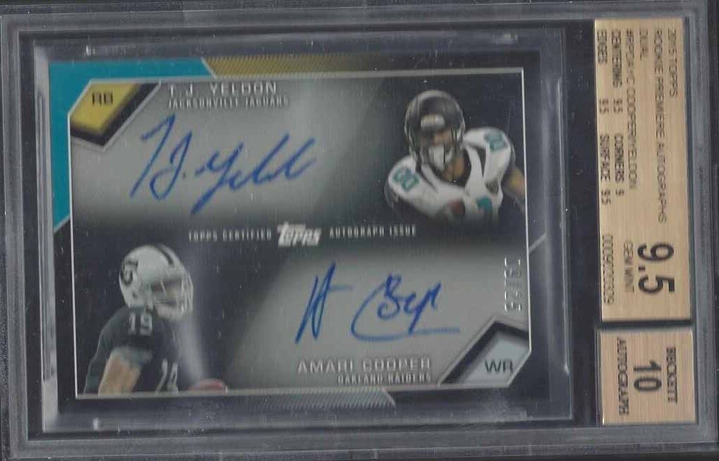 AMARI COOPER YELDON 2015 TOPPS ROOKIE PREMIERE DUAL AUTO RC /25 BGS 9.5 POP 1/1