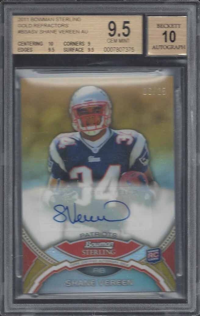 SHANE VEREEN 2011 BOWMAN STERLING GOLD REFRACTOR AUTO RC #D /25 BGS 9.5 w/ 10 AU