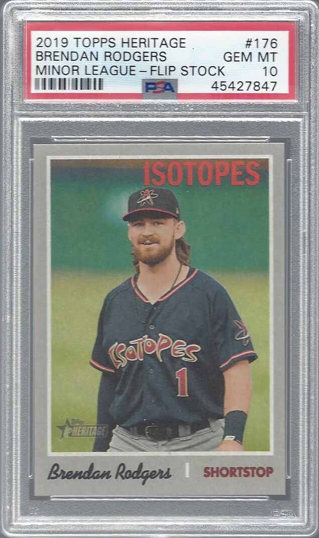 BRENDAN RODGERS 2019 TOPPS HERITAGE FLIP REVERSE STOCK SSP /5 PSA 10 GEM POP 1/1