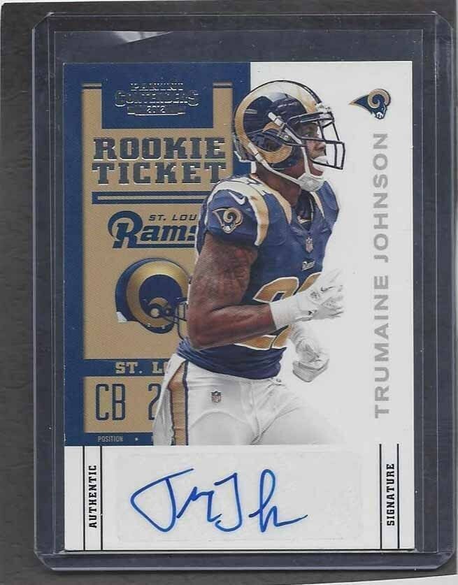 TRUMAINE JOHNSON 2012 PANINI CONTENDERS RAMS ROOKIE TICKET TRUE RC AUTO #193