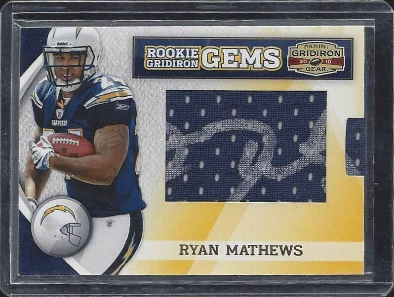 RYAN MATHEWS 2010 GRIDIRON GEAR GEMS PULLOUT JERSEY ON CARD AUTO RC #D /263