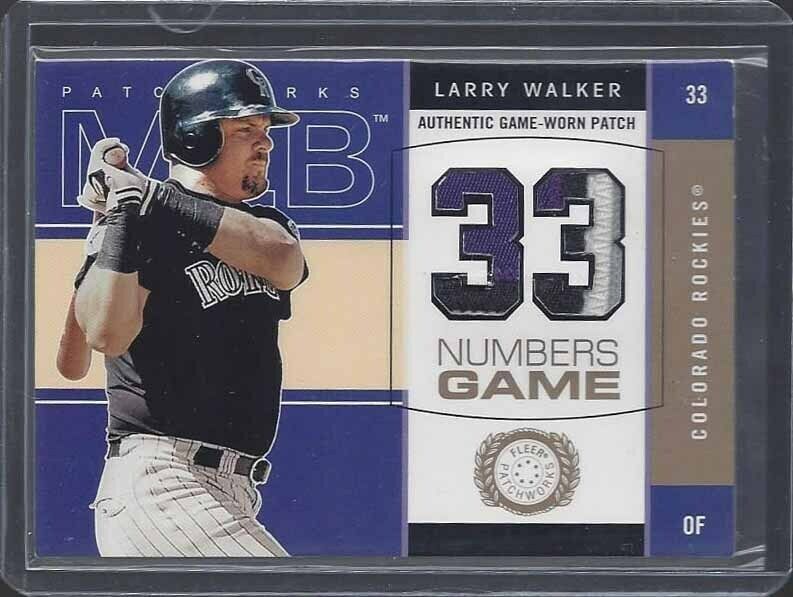 LARRY WALKER 2003 FLEER PATCHWORKS NUMBERS GAME 3 COLOR ROCKIES PATCH #D 226/300