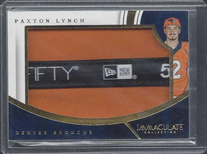 PAXTON LYNCH 2016 IMMACULATE 59-50 FIFTY NINE FIFTY JUMBO HAT PATCH RC #D 14/15