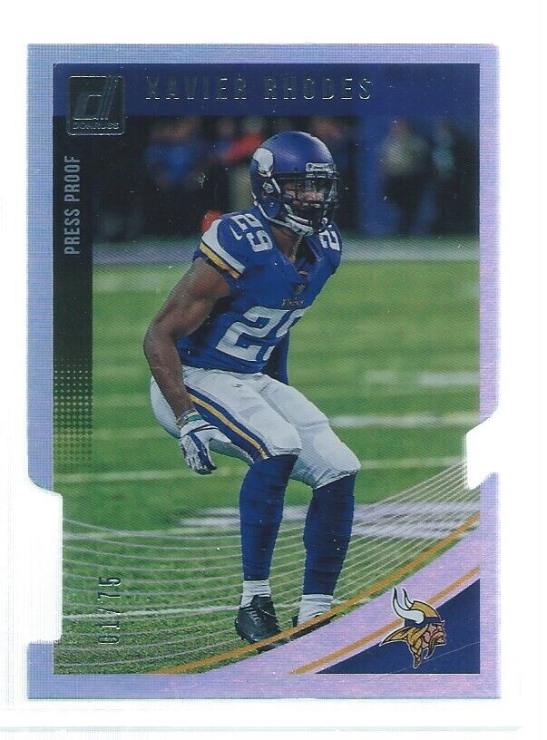 XAVIER RHODES 2018 DONRUSS PRESS PROOF DIE CUT SILVER #D 1/75