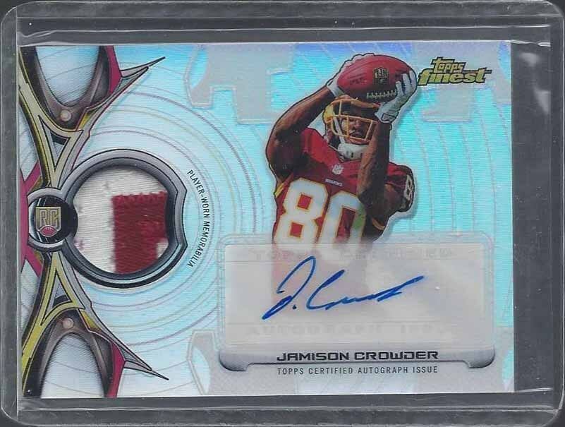 JAMISON CROWDER 2015 FINEST RPA REFRACTOR 2 COLOR REDSKINS ROOKIE PATCH AUTO RC