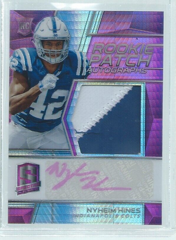 NYHEIM HINES 2018 PANINI SPECTRA PINK PRIZM 2 COLOR PATCH AUTO RC #D 1/25