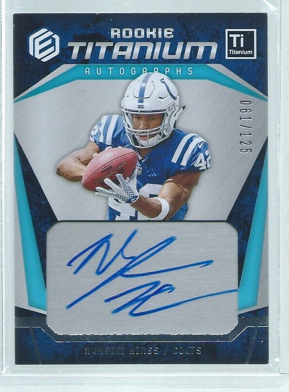 NYHEIM HINES 2018 PANINI ELEMENTS ROOKIE TITANIUM ON CARD AUTO BLUE RC #D 61/125