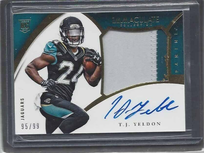 T.J. YELDON 2015 IMMACULATE PREMIUM PATCHES JUMBO PATCH ON CARD AUTO RC #D /99