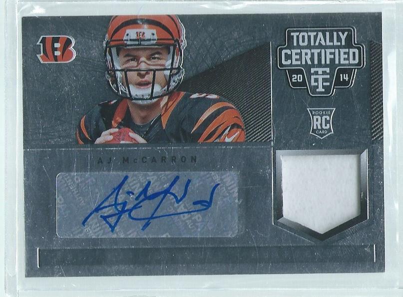 AJ MCCARRON 2014 PANINI TOTALLY CERTIFIED JERSEY AUTO RC #166