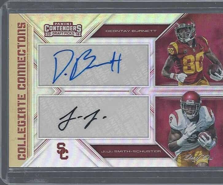 JUJU SMITH SCHUSTER 2018 CONTENDERS COLLEGIATE CONNECTIONS USC DUAL AUTO #D 1/1