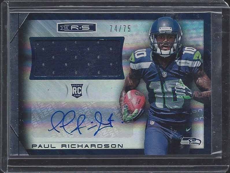 PAUL RICHARDSON 2014 ROOKIES & STARS LONGEVITY ROOKIE JERSEY AUTO RC #D 74/75