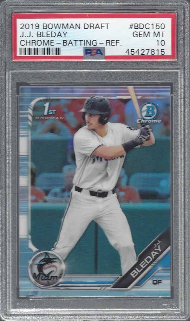 J.J. BLEDAY 2019 BOWMAN DRAFT CHROME 1ST REFRACTOR #150 PSA 10 GEM MINT