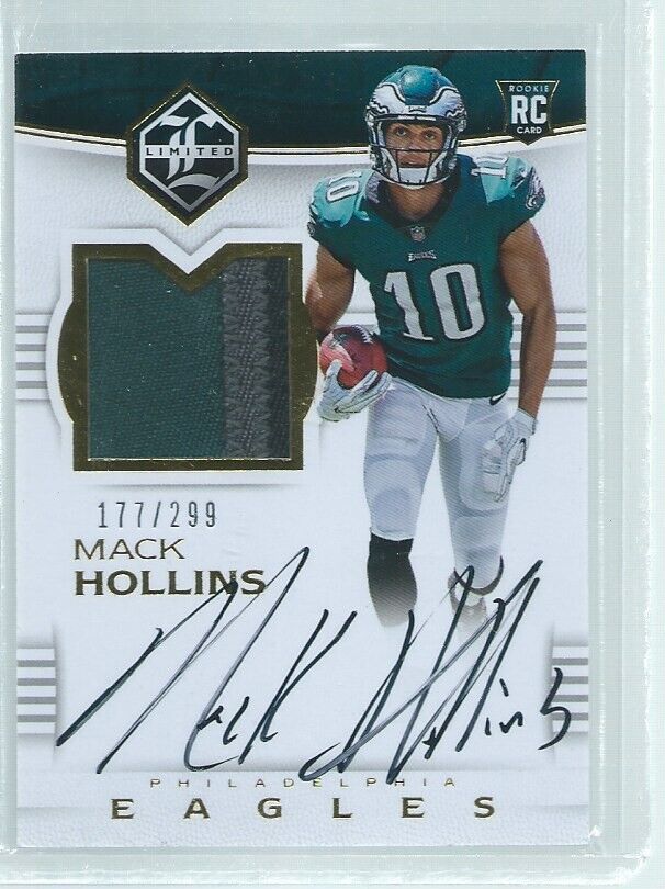 MACK HOLLINS 2017 PANINI LIMITED 3-COLOR PATCH ON CARD AUTO RC #D 177/299