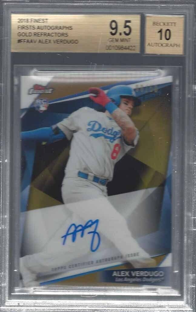 1/1 ALEX VERDUGO 2018 FINEST GOLD REFRACTOR AUTO RC #D 8/50 BGS 9.5 10 AU JSY #8