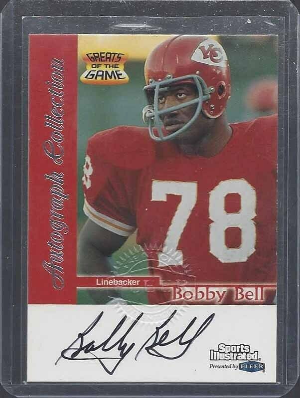BOBBY BELL 1999 FLEER GREATS OF THE GAME ON CARD CHIEFS AUTO