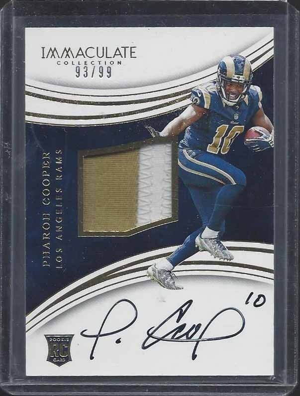 PHAROH COOPER 2016 IMMACULATE RPA 2 COLOR RAMS ROOKIE PATCH ON CARD AUTO RC /99