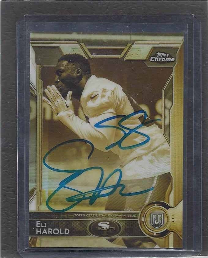ELI HAROLD 2015 TOPPS CHROME GOLD SEPIA REFRACTOR ON CARD AUTO RC #D 110/150
