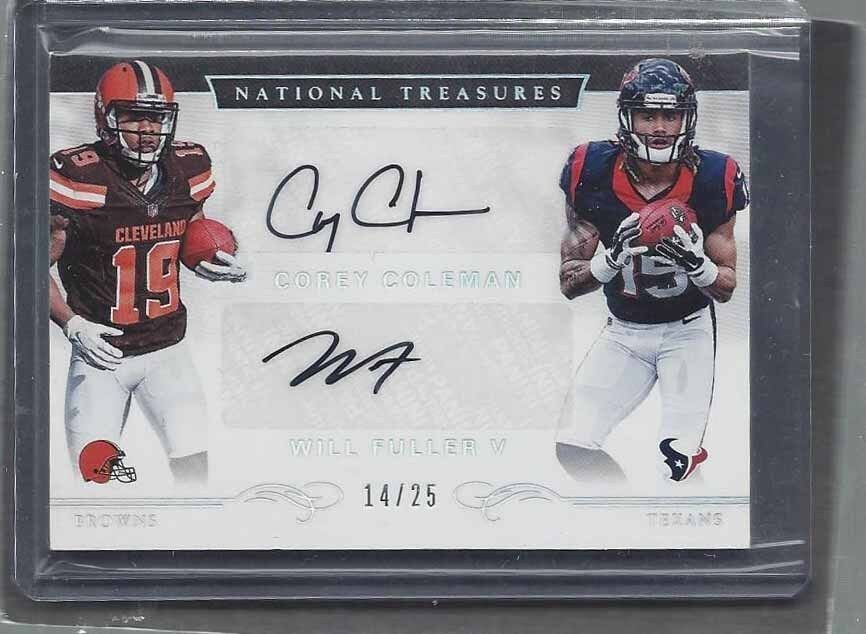 WILL FULLER COREY COLEMAN 2016 NATIONAL TREASURES DUAL AUTO RC #D 31/49