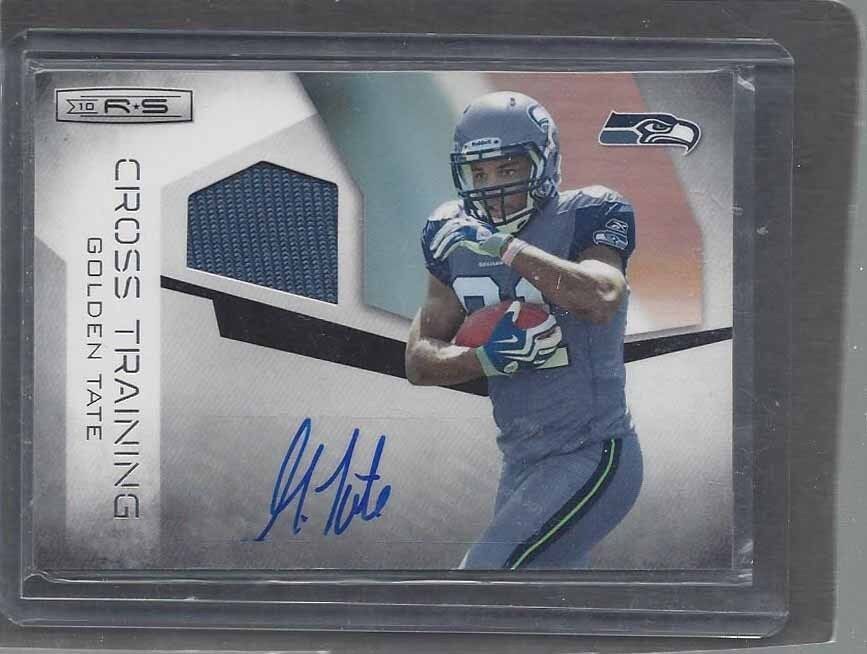 GOLDEN TATE 2010 ROOKIES & STARS CROSS TRAINING ROOKIE JERSEY AUTO RC #D 17/25