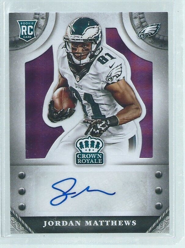 JORDAN MATTHEWS 2014 PANINI CROWN ROYALE AUTO PURPLE PLAID RC #D 10/10