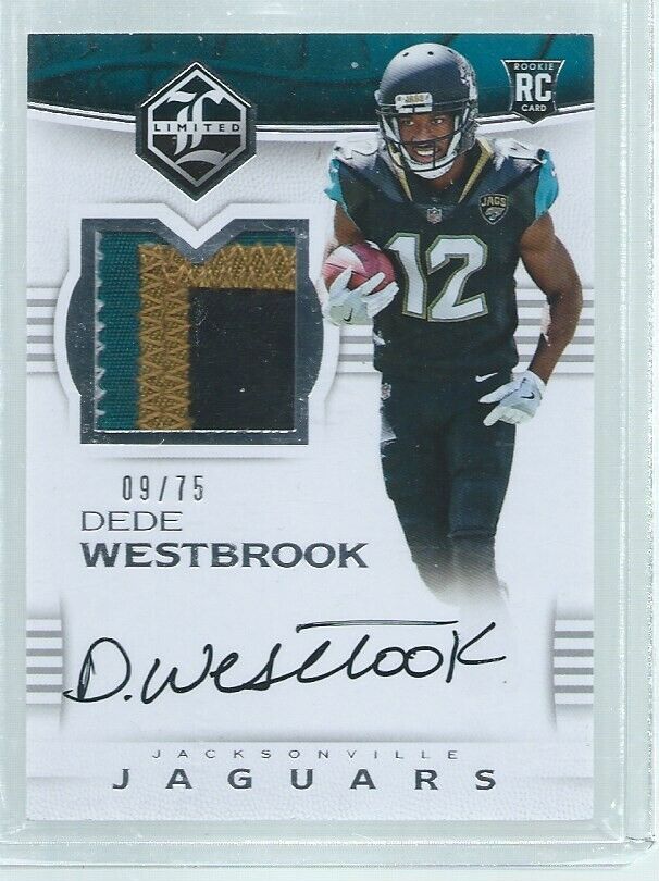 DEDE WESTBROOK 2017 PANINI LIMITED 4 COLOR PATCH ON CARD AUTO SILVER RC #D 9/75