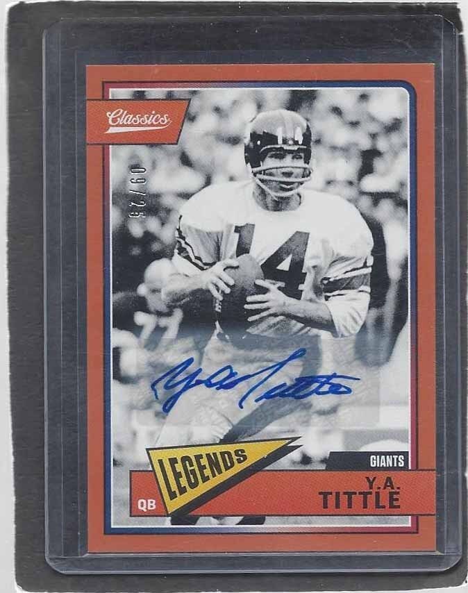 Y.A. TITTLE 2018 CLASSICS ORANGE LEGENDS GIANTS AUTO #D 9/25