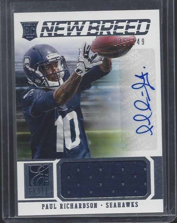 PAUL RICHARDSON 2014 ELITE NEW BREED SEAHAWKS ROOKIE JERSEY AUTO RC #D 75/149