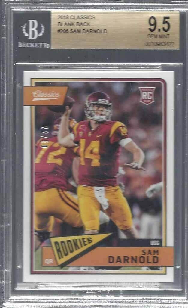 SAM DARNOLD 2018 PANINI CLASSICS BLANK BACK ROOKIE RC #D 22/50 BGS 9.5 POP 1/1