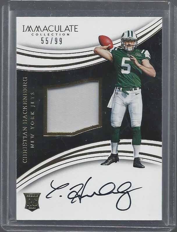 CHRISTIAN HACKENBERG 2016 IMMACULATE JETS RPA ROOKIE PATCH ON CARD AUTO RC /99