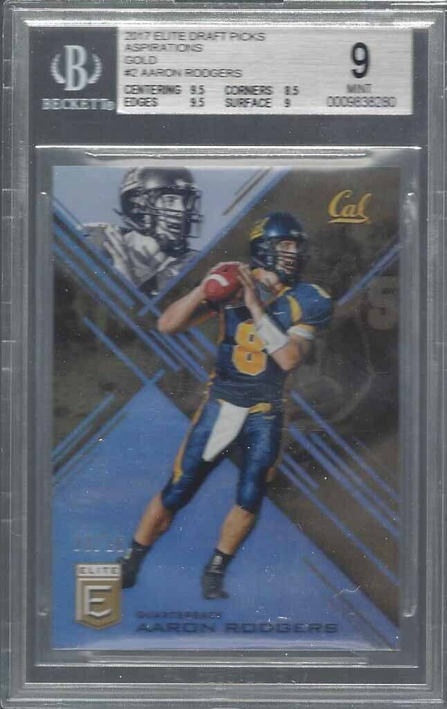 1/1 AARON RODGERS 2017 ELITE ASPIRATIONS GOLD #D 8/10 BGS 9 MINT HIS JERSEY #8!
