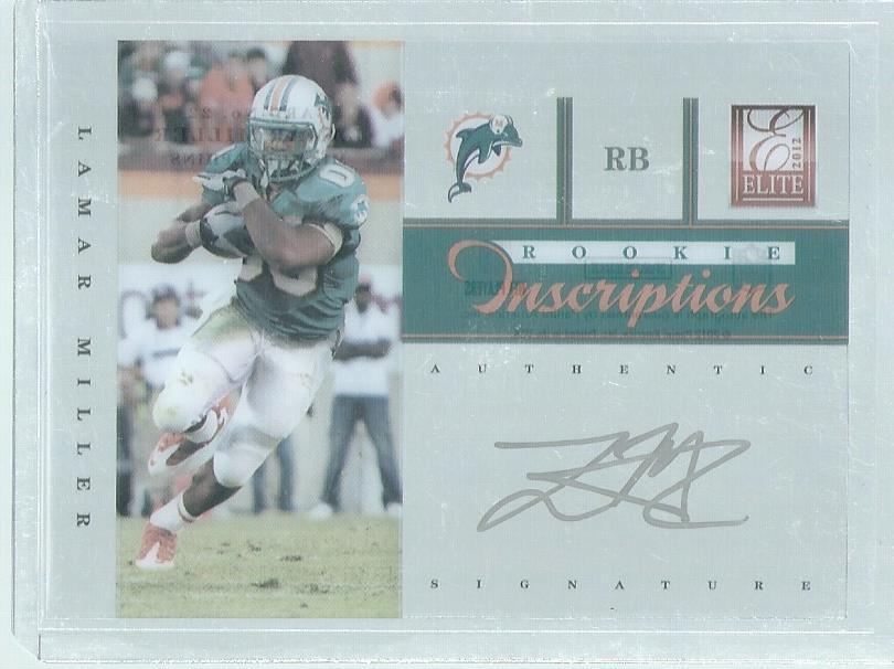 LAMAR MILLER 2012 DONRUSS ELITE ROOKIE INSCRIPTIONS RED ON CARD AUTO SP RC #22