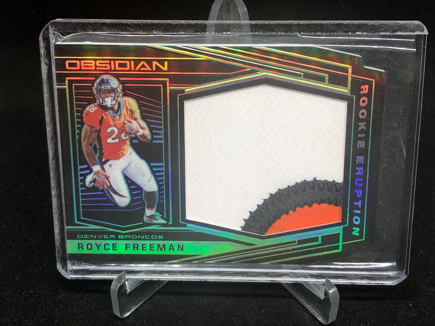 ROYCE FREEMAN 2018 PANINI OBSIDIAN ROOKIE ERUPTION 3 CLR PATCH RC #D 5/25