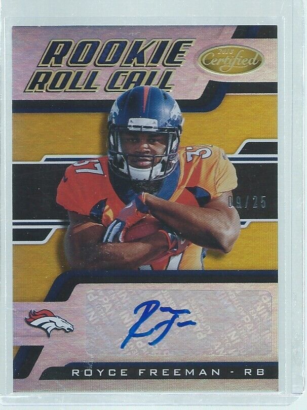ROYCE FREEMAN 2018 PANINI CERTIFIED ROOKIE ROLL CALL AUTO GOLD RC #D 9/25