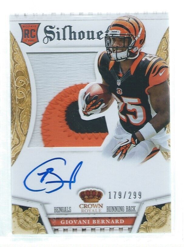 GIOVANI BERNARD 2016 CROWN ROYALE SILHOUETTE COLOR PATCH ON CARD AUTO RC #D /299