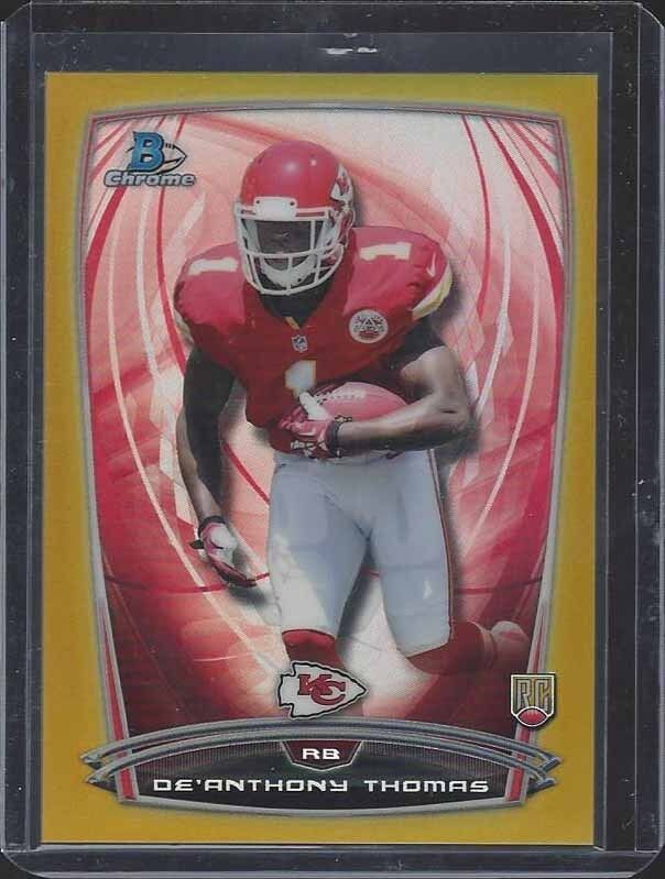 1/1 DEANTHONY THOMAS 2014 BOWMAN CHROME GOLD REFRACTOR RC #D 13/50 JERSEY #13 !