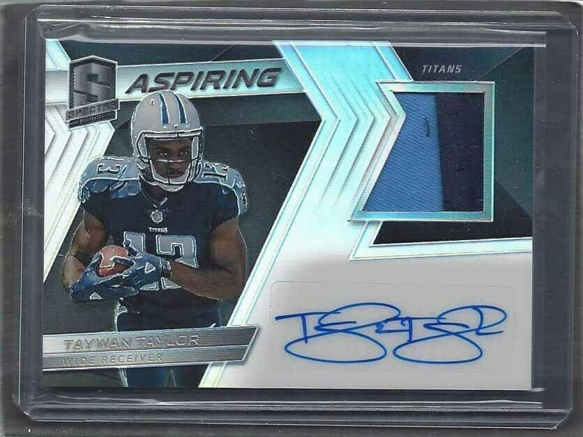 TAYWAN TAYLOR 2017 PANINI SPECTRA ASPIRING ROOKIE 2 COLOR PATCH AUTO RC #D /299