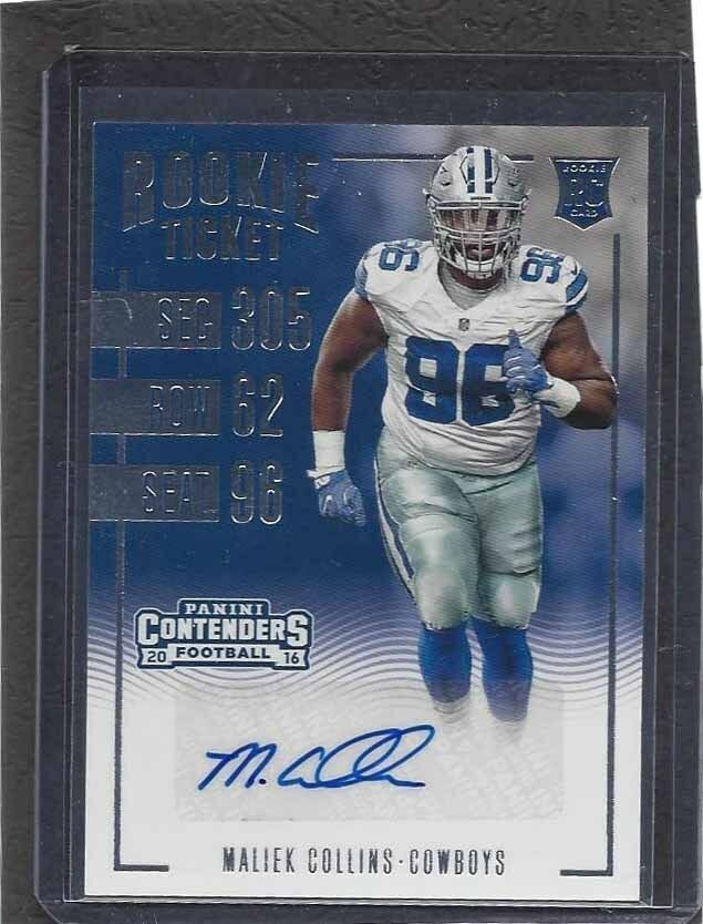MALIEK COLLINS 2016 PANINI CONTENDERS COWBOYS ROOKIE TICKET TRUE RC AUTO #157