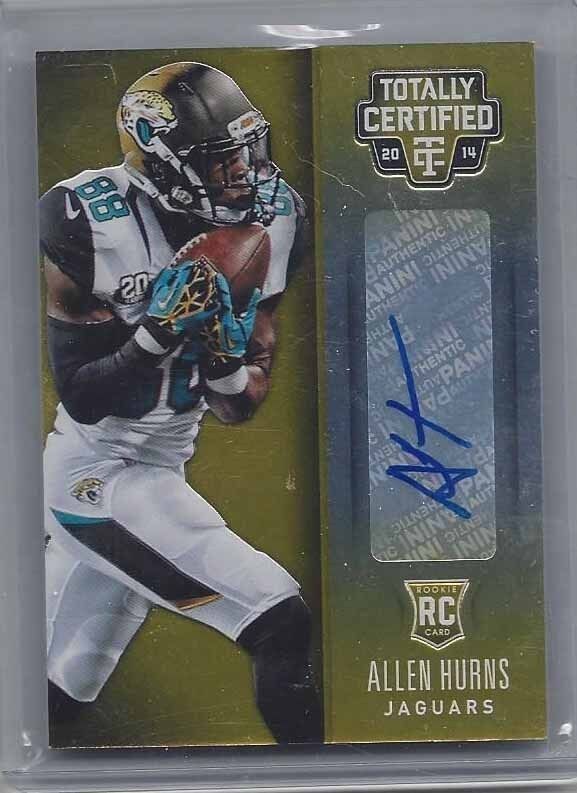 ALLEN HURNS 2014 TOTALLY CERTIFIED GOLD JAGUARS ROOKIE AUTO RC #D 8/10