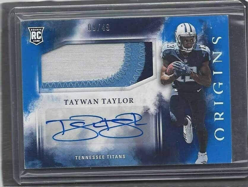 TAYWAN TAYLOR 2017 PANINI ORIGINS BLUE RPA ROOKIE 3 COLOR PATCH AUTO RC #D 9/49